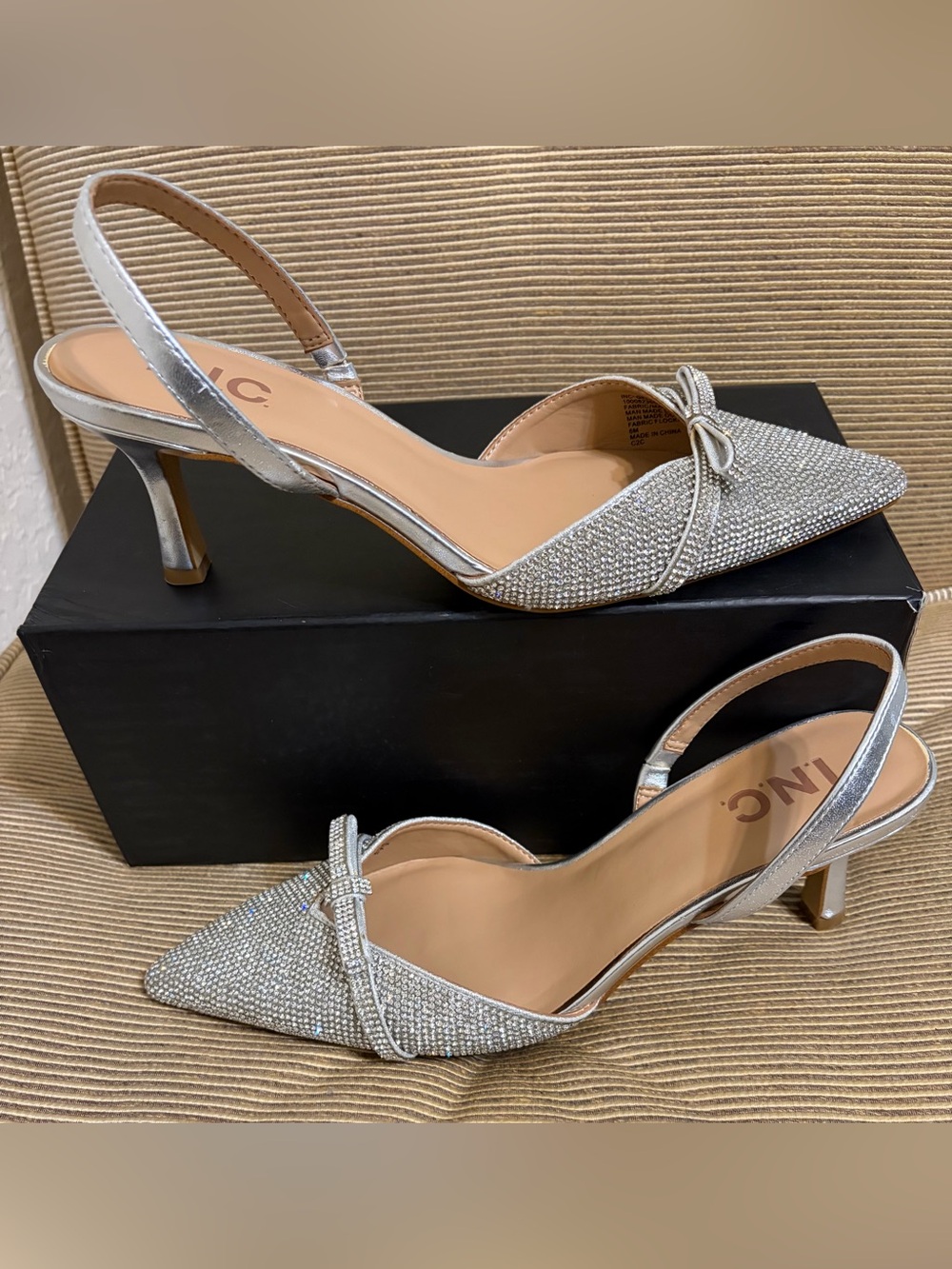 I.N.C. International Concepts Gelsey Rhinestone Slingback Kitten Heel - Size 6